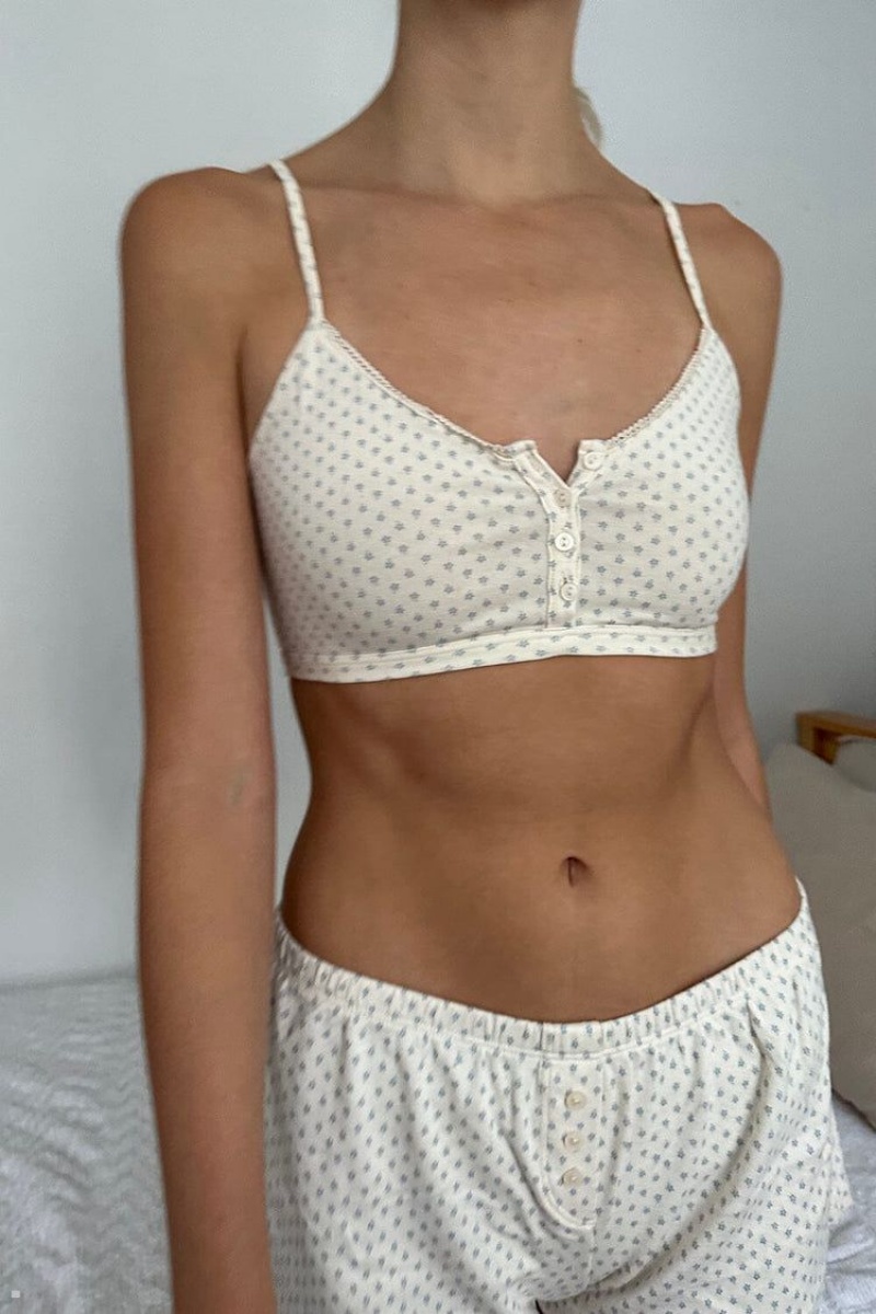 Soutien Gorge Brandy Melville Maddie Blanche Bleu | WLK-43784898